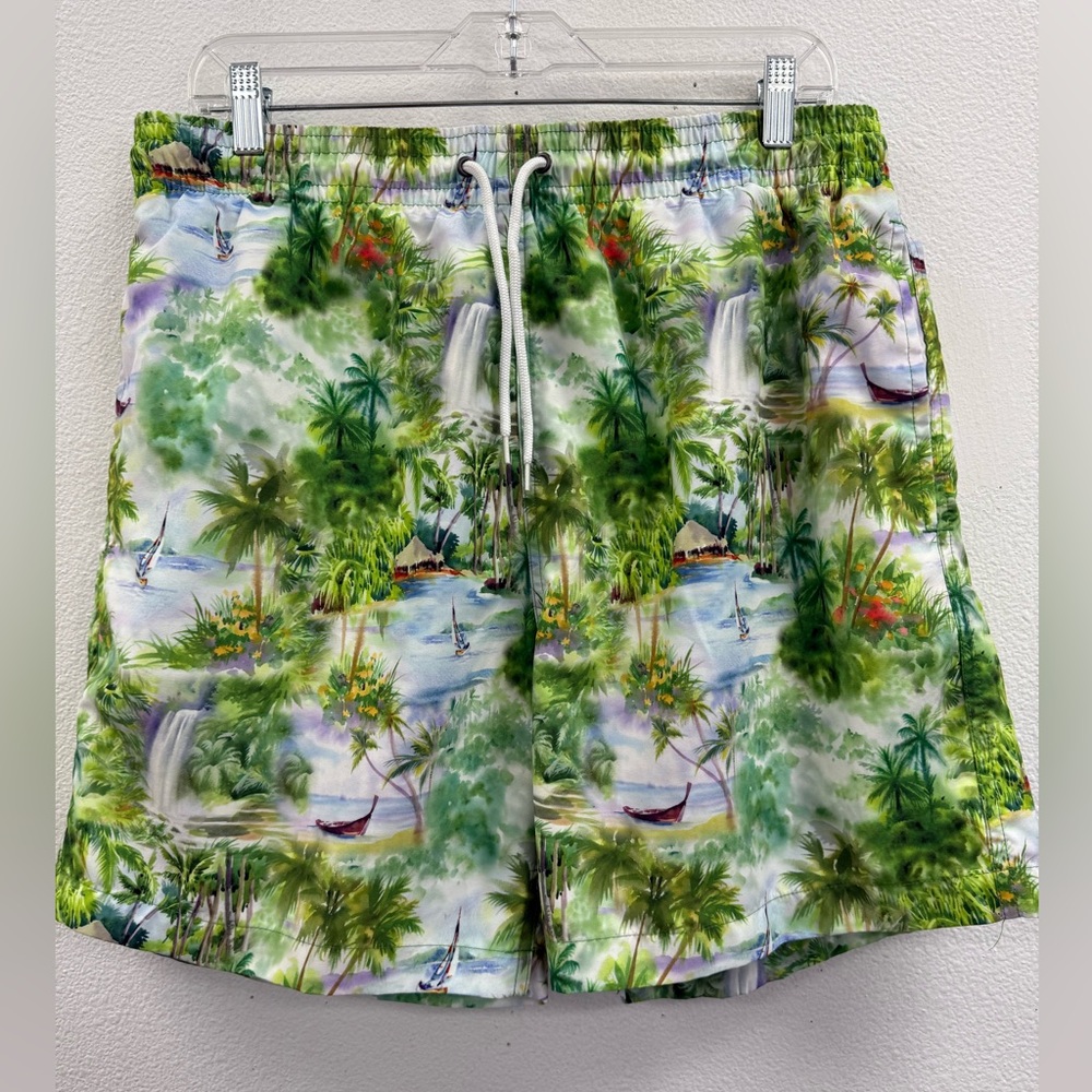 Trunks Surf & Swim Co Palm Leaf Patterned Swim Shorts Size XL